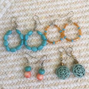 Aqua turqouise w orange 4 pr assortment
